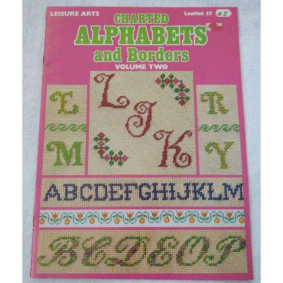 Leisure Arts Charted Alphabets and Borders Cross Stitch Patterns Flowers - Picture 1 of 6